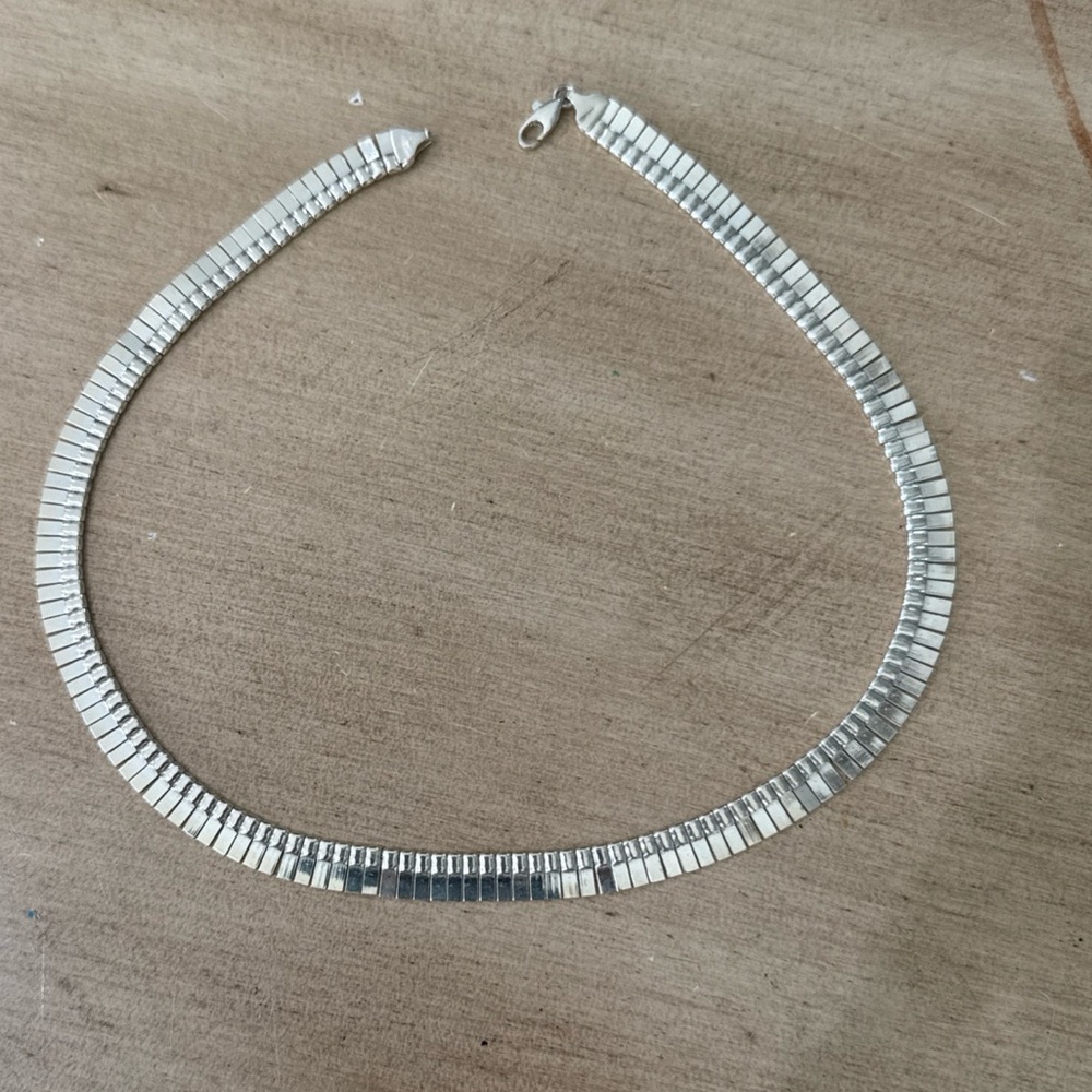 STERLING SILVER 925 ITALY Omega Chain Necklace 16.5”